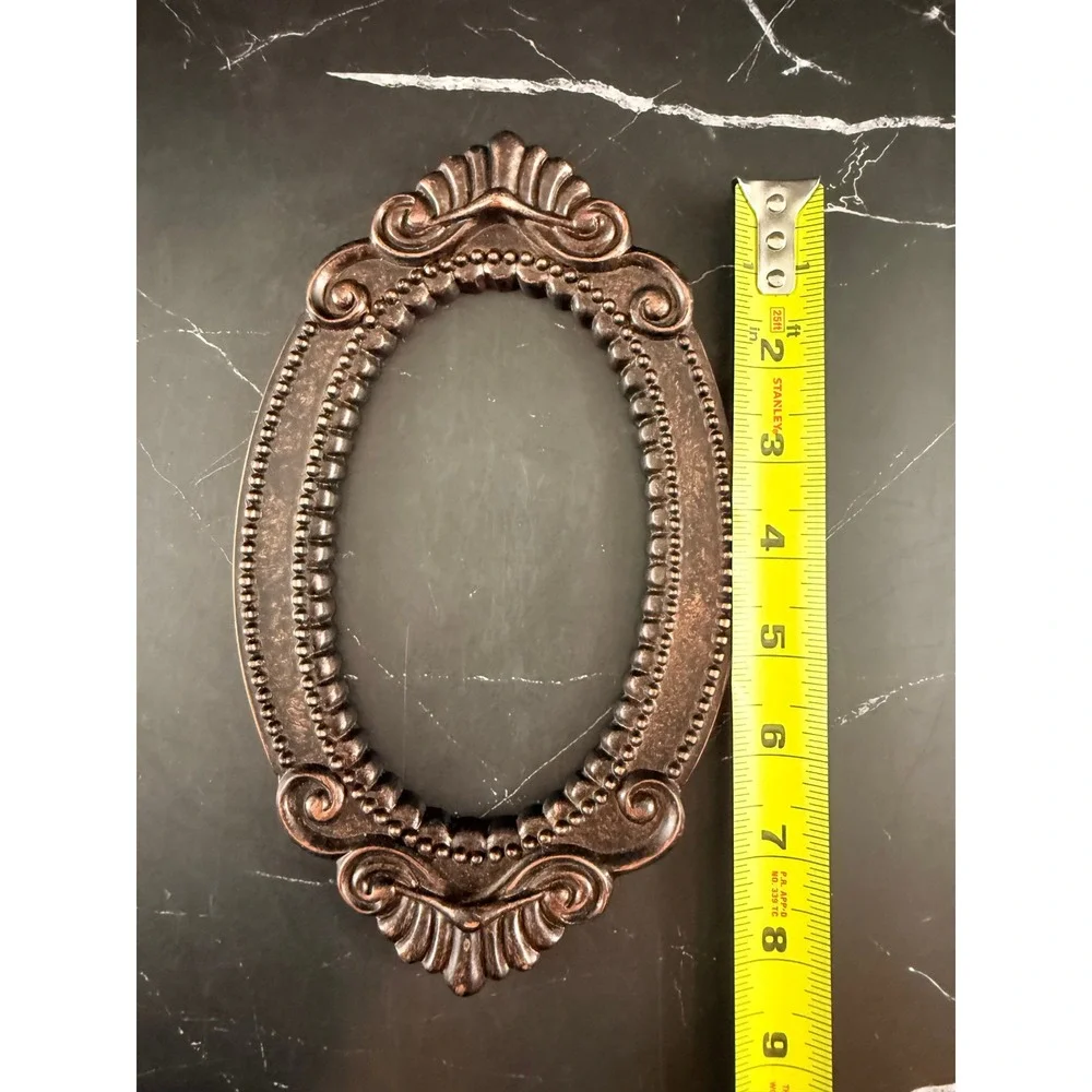 VTG Ornate Copper Glazed Oval Frame 8.75 X 5.25
